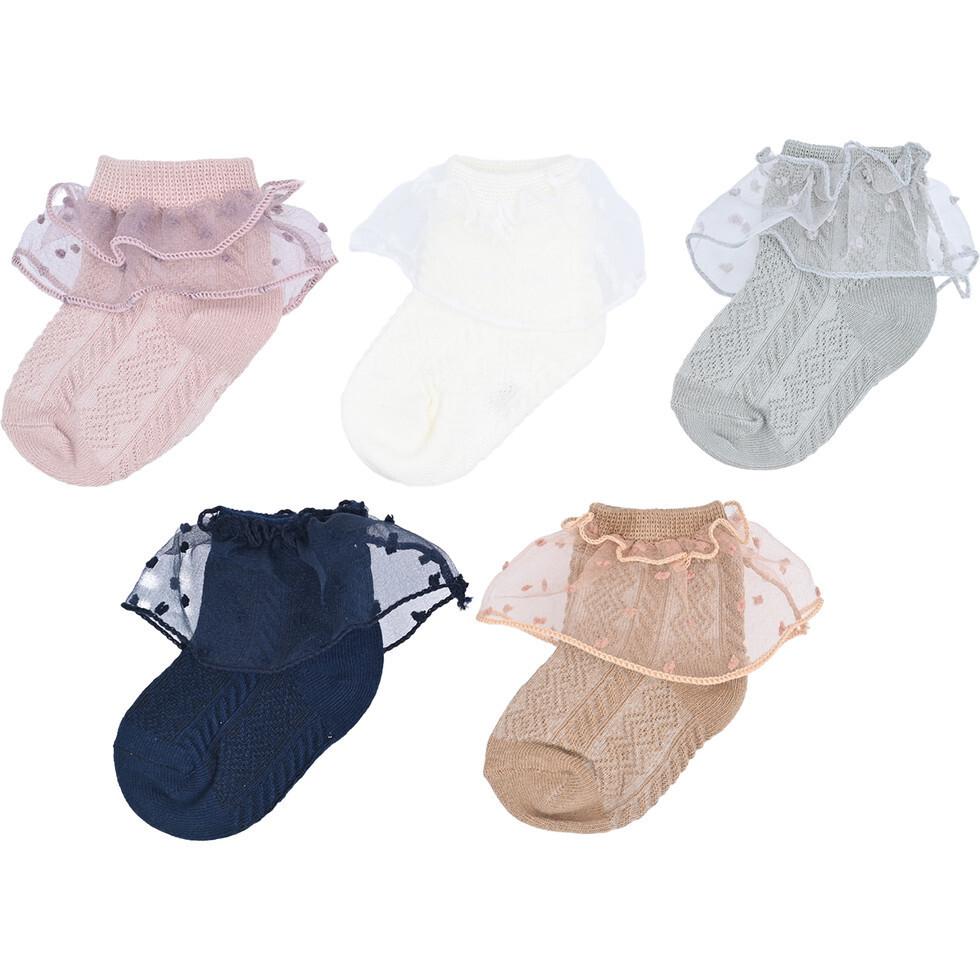 Dotted Tulle Socks Set, Multi | Maisonette