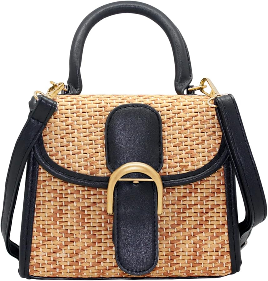 boshiho Retro Straw Woven Handbag Womens Small Cross Body Bag Shoulder Messenger Satchel | Amazon (US)