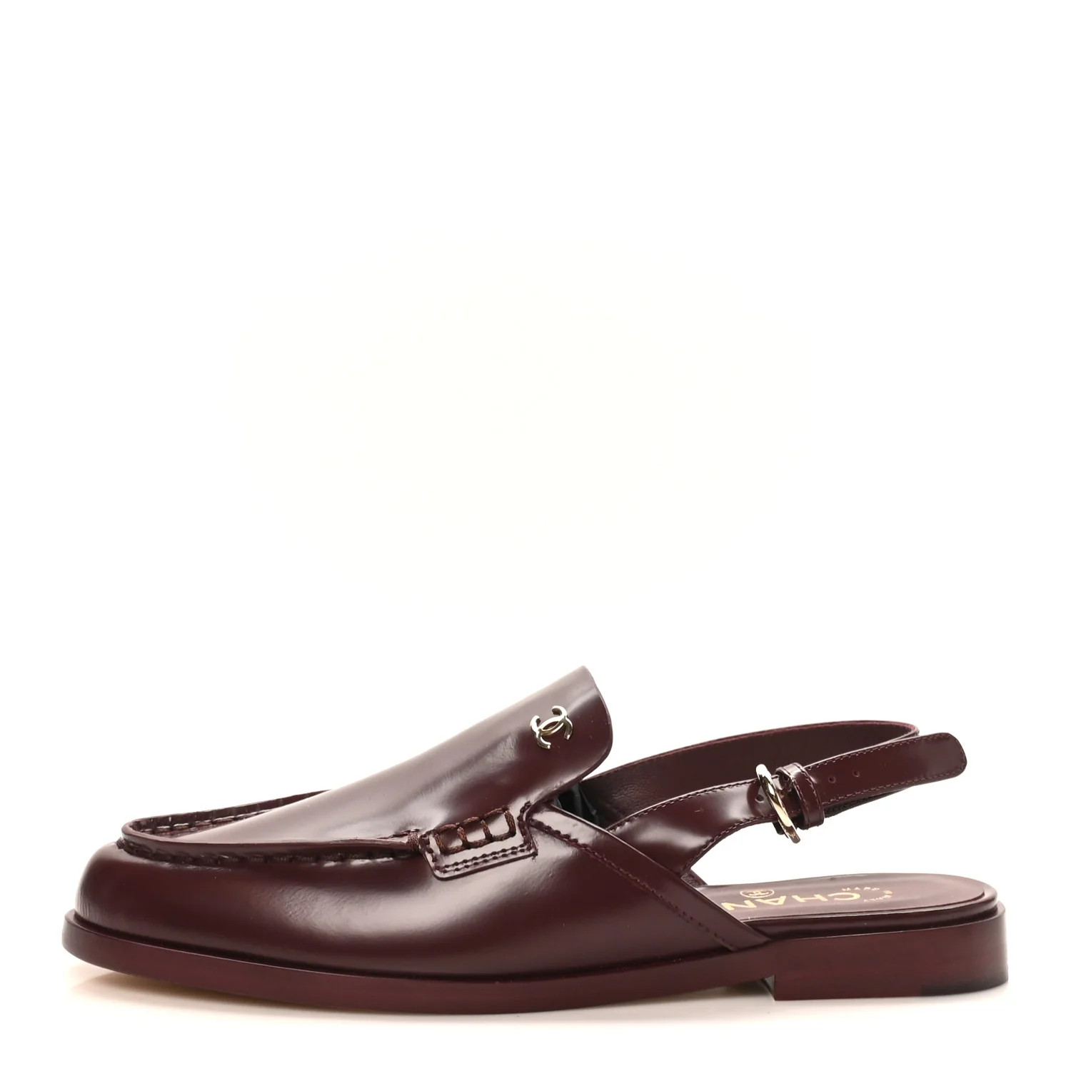 Shiny Calfskin Slingback Loafers 38 Burgundy | FASHIONPHILE (US)