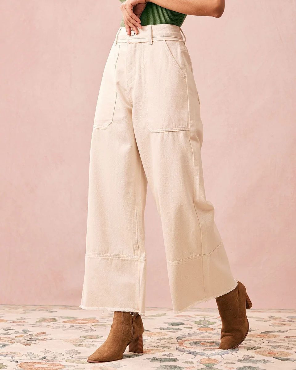 The White High Waisted Wide Leg Jeans & Reviews - White - Denim | RIHOAS | rihoas.com