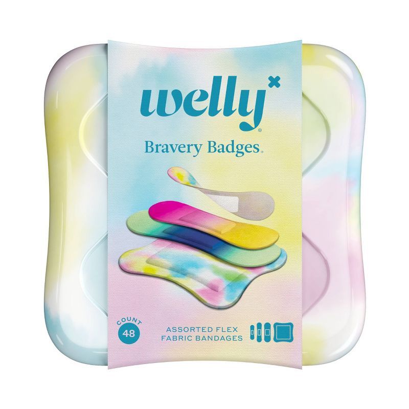 Welly Assorted Colorwash Tie Dye Pink and Blue Adhesive Bandages - 48ct | Target