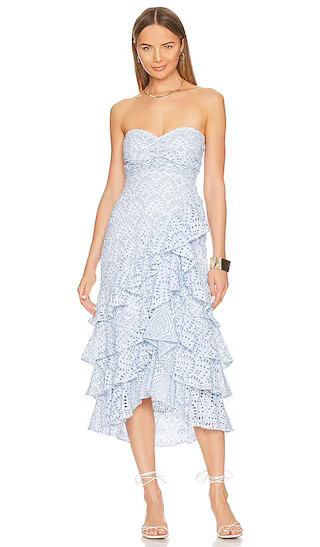 Flavie Dress in Eyelet Blue Baby Shower Dress Blue Baby Shower Guest Outfits Dress Outfit Guest Boy | Revolve Clothing (Global)