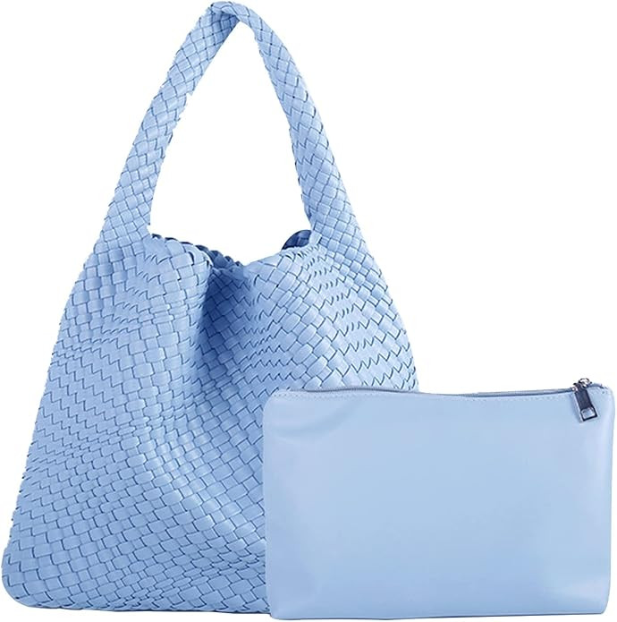 Women Vegan Leather Hand-Woven Tote Handbag Fashion Shoulder Top-handle Bag All-Match Underarm Ba... | Amazon (US)