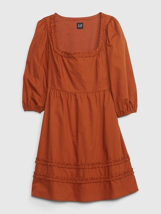 Puff Sleeve Ruffle Neck Mini Dress | Gap (US)