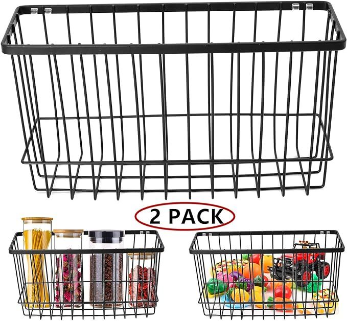 Over the Cabinet Door Organizer Holder, EINFAGOOD Wall Basket No Drilling with Adhesive Pads, 2 P... | Amazon (US)