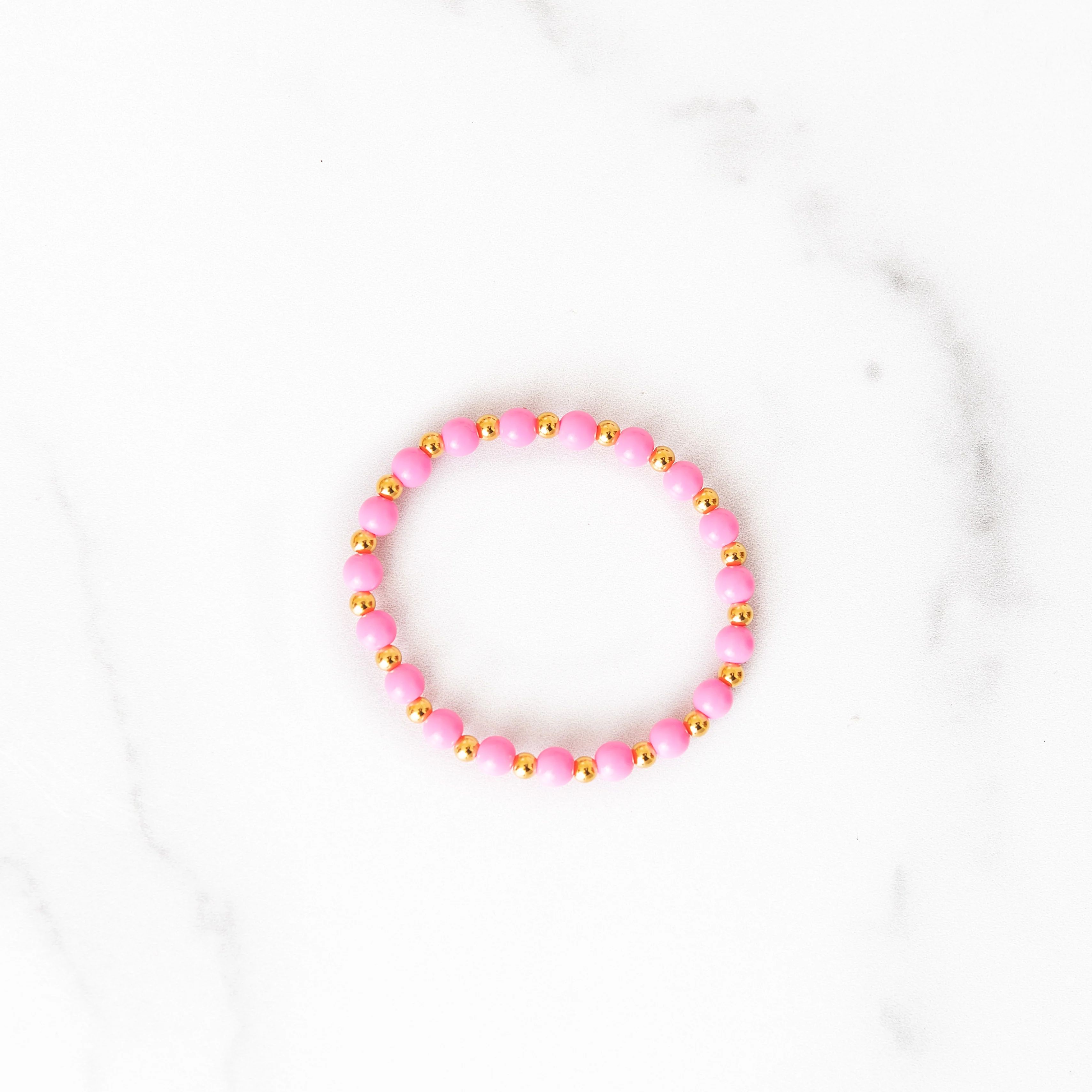 Pink + Gold Beaded Bracelet | Golden Thread