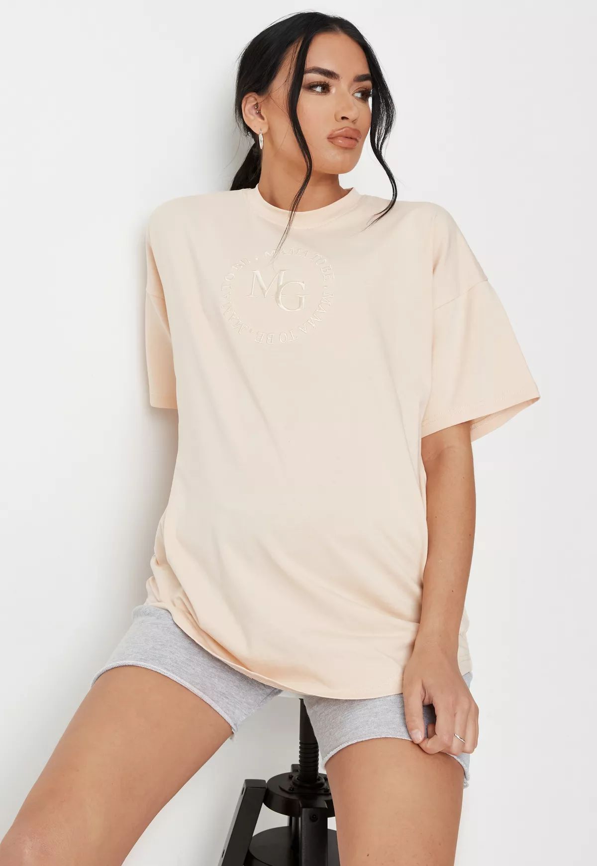 Missguided - Peach Missguided Mama To Be Embroidered Maternity T Shirt | Missguided (US & CA)
