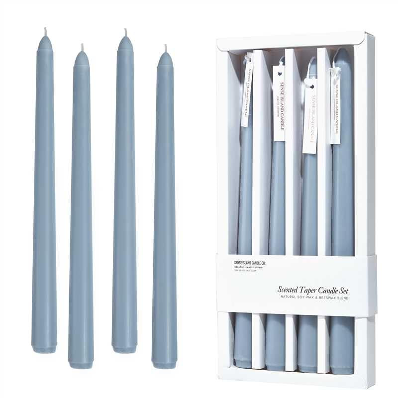 Taper Candles 10'' Dusty Blue Non Toxic Candle Sticks Set of 4 | Mild Vanilla Scented Natural Soy... | Amazon (US)