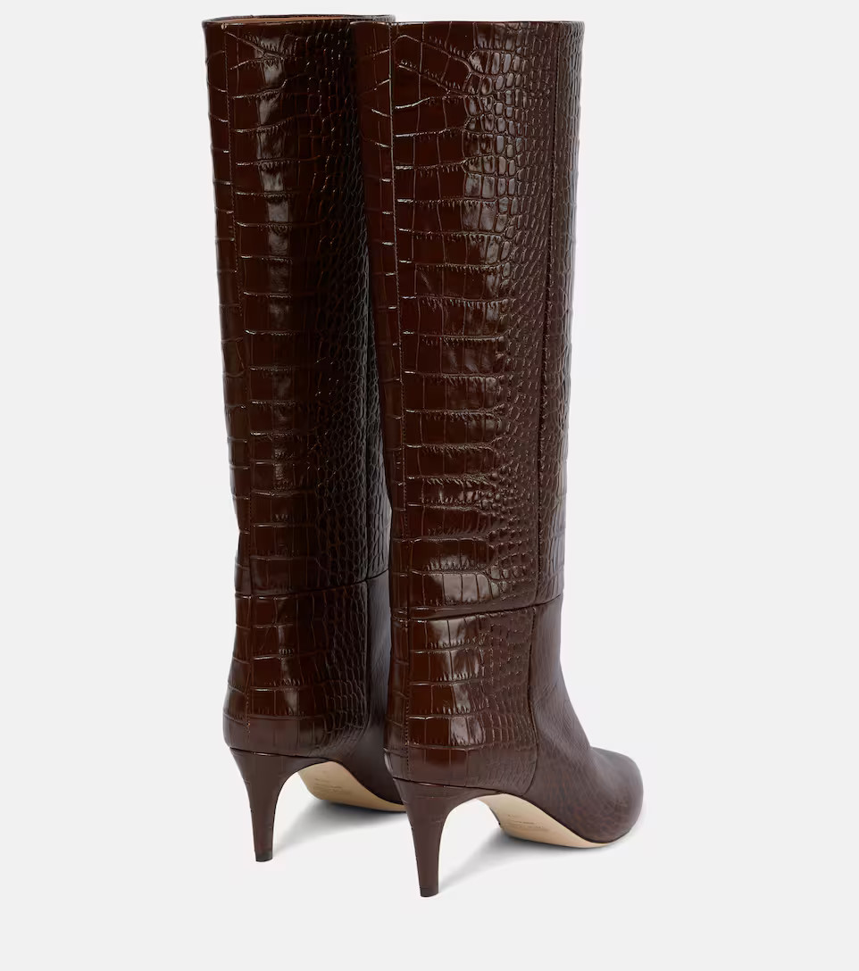 Croc-effect leather knee-high boots | Mytheresa (UK)