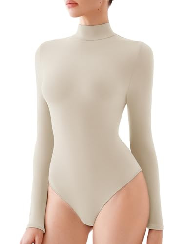REORIA Women's Long Sleeve Turtleneck Bodysuit Top | Amazon (US)