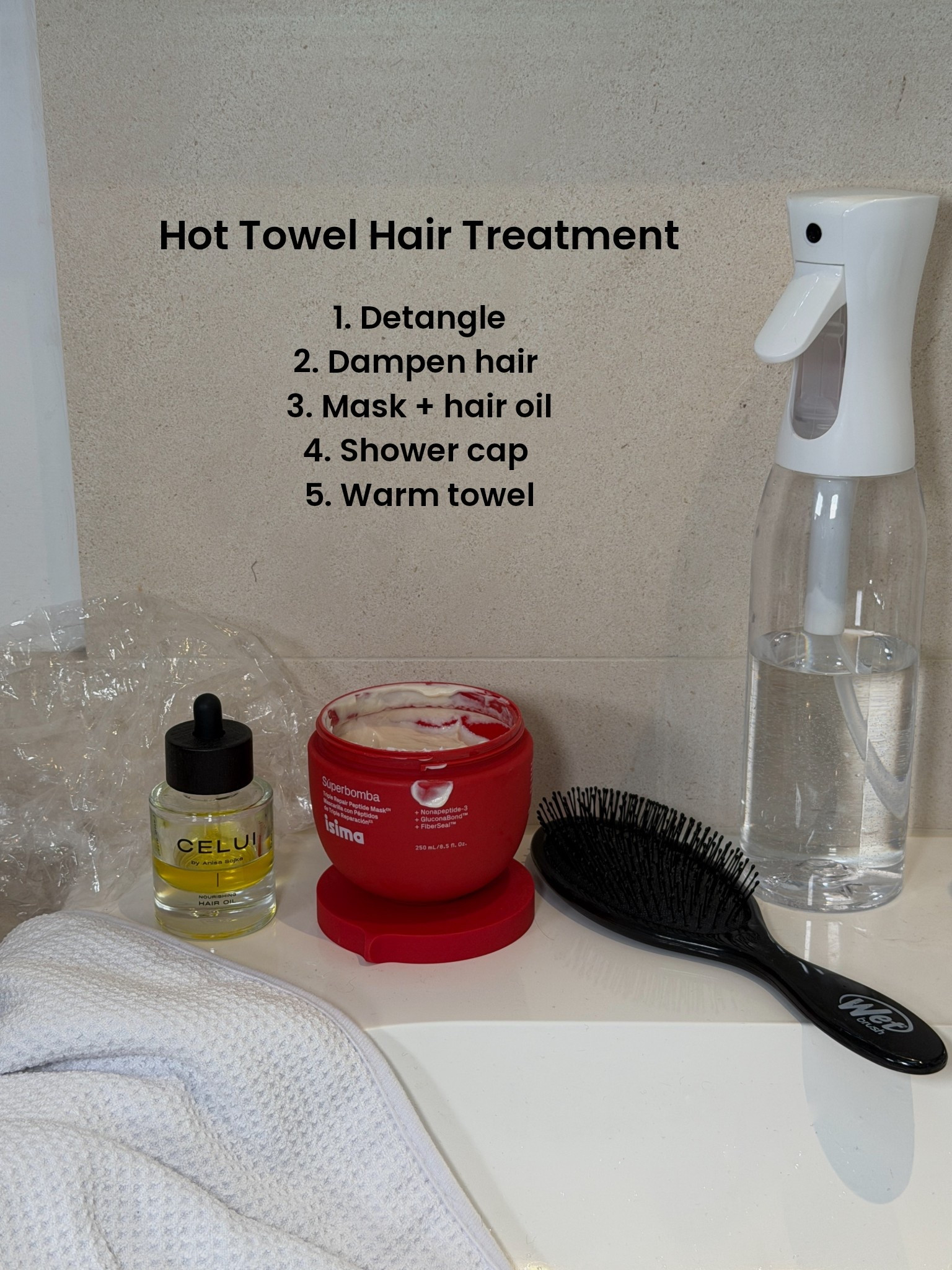 If you have time before a shower apply your hair mask like this for better absorption and a more intense treatment. The warmth from the cap and towel helps open your hair cuticle and enables the mask to penetrate deeper. I add hair oil to the mask to give myself extra nourishment, softness, shine. Shampoo and conditioner as normal afterwards. I recommend using a hair mask at least once a week!

#LTKBeauty