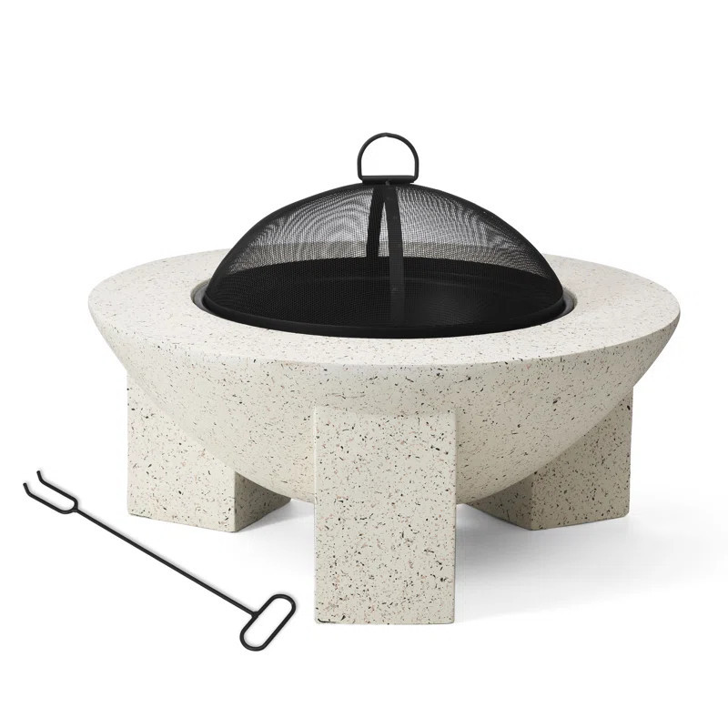 15" H x 27.5" W Magnesium Oxide Wood Burning Outdoor Fire Pit with Lid | Wayfair North America