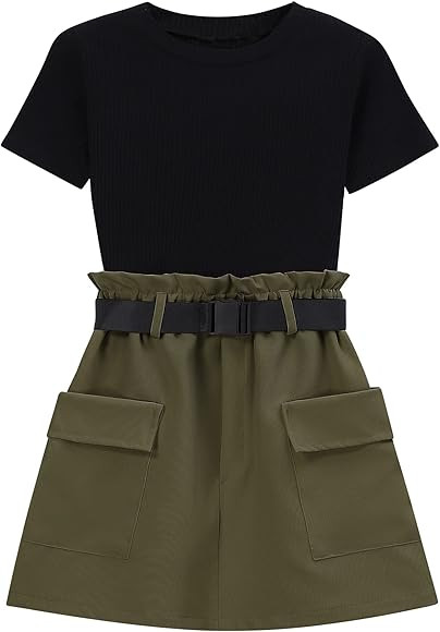 Kukume Little Girls Summer 2 Piece Outfits Clothes T-Shirt Tops and Shorts skirt Sets | Amazon (US)