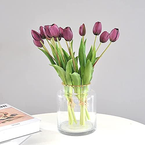 5 PCS Fake Tulips Flowers PVC Real Touch Tulips Artificial Plastic Flower Fake Bouquet Table Arrange | Amazon (US)
