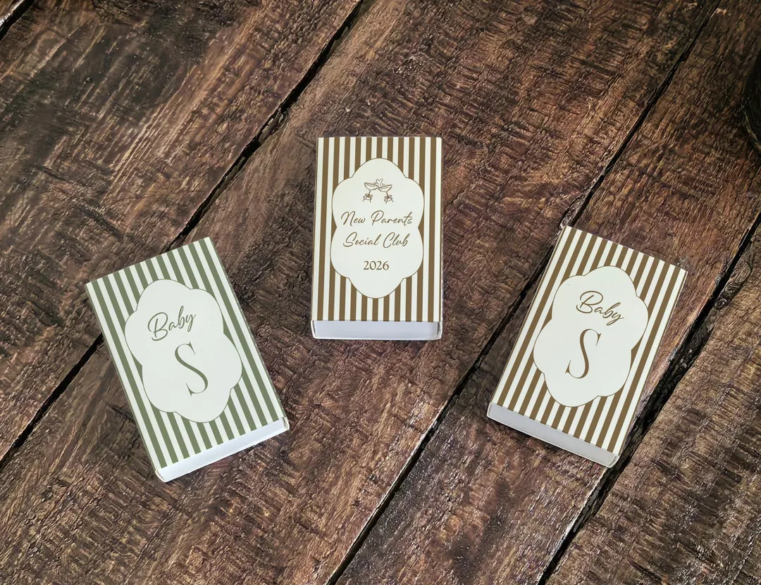 Custom Baby Shower Matchboxes New Parents Social Club 2026 Personalized Party Favors Sage Green N... | Etsy (US)