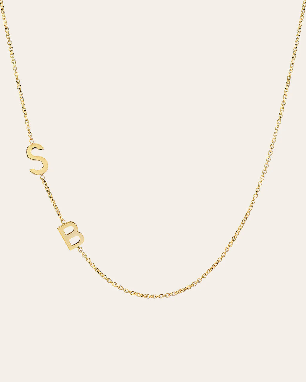 14k Gold Asymmetrical Multiple Initials Necklace | Zoe Lev Jewelry