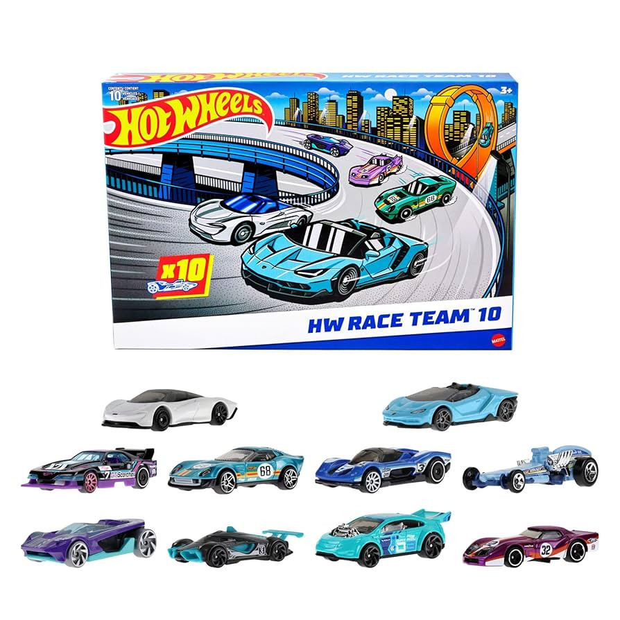 Hot Wheels Toy Cars, 10-Pack of Race Cars, Includes 1:64 Scale Corvette, Lamborghini, McLaren Ori... | Amazon (US)