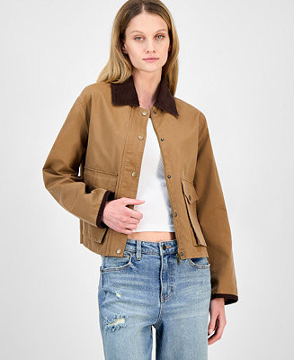 CoffeeShop Juniors' Corduroy-Collar Barn Jacket - Macy's | Macy's