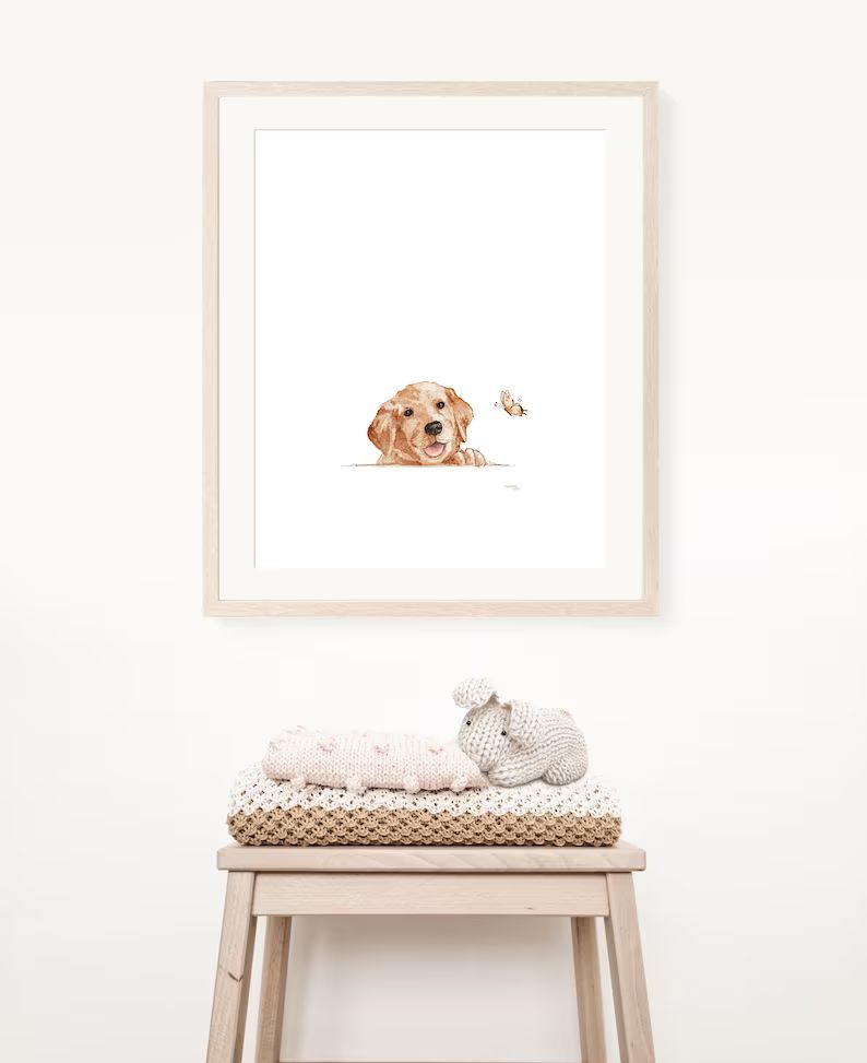 Puppy Nursery Print Dog Wall Art Golden Retriever Dog Print - Etsy | Etsy (US)