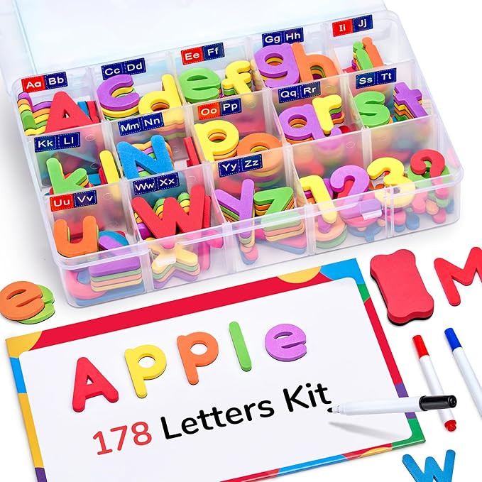 Gamenote Classroom Magnetic Alphabet Letters Kit 178Pcs with Double Side Magnet Board - Foam Alph... | Amazon (US)