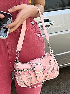Y2K Purse Coquette Aesthetic Shoulder Bag with Chain Strap, Cute Handbag for Women | Amazon (US)