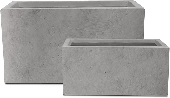 Kante 31.4" and 23.6" L Rectangular Concrete Planters (Set of 2), Outdoor Indoor Modern Plant Pot... | Amazon (US)