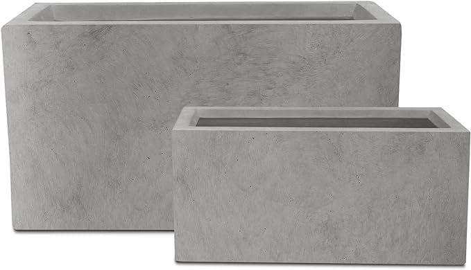 Kante 31.4" and 23.6" L Rectangular Concrete Planters (Set of 2), Outdoor Indoor Modern Plant Pot... | Amazon (US)