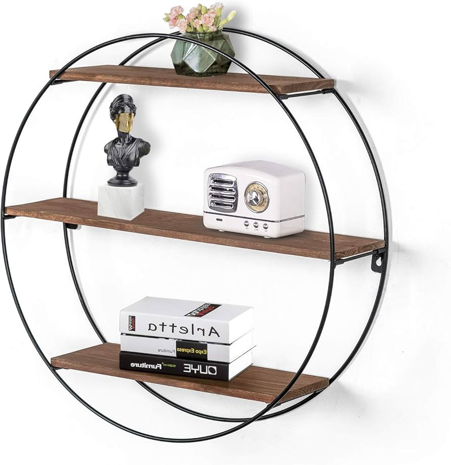 Joveco Wall Shelf Round Floating Shelves Sturdy Wood Metal Decorative Shelf for Living Room Bedro... | Amazon (US)