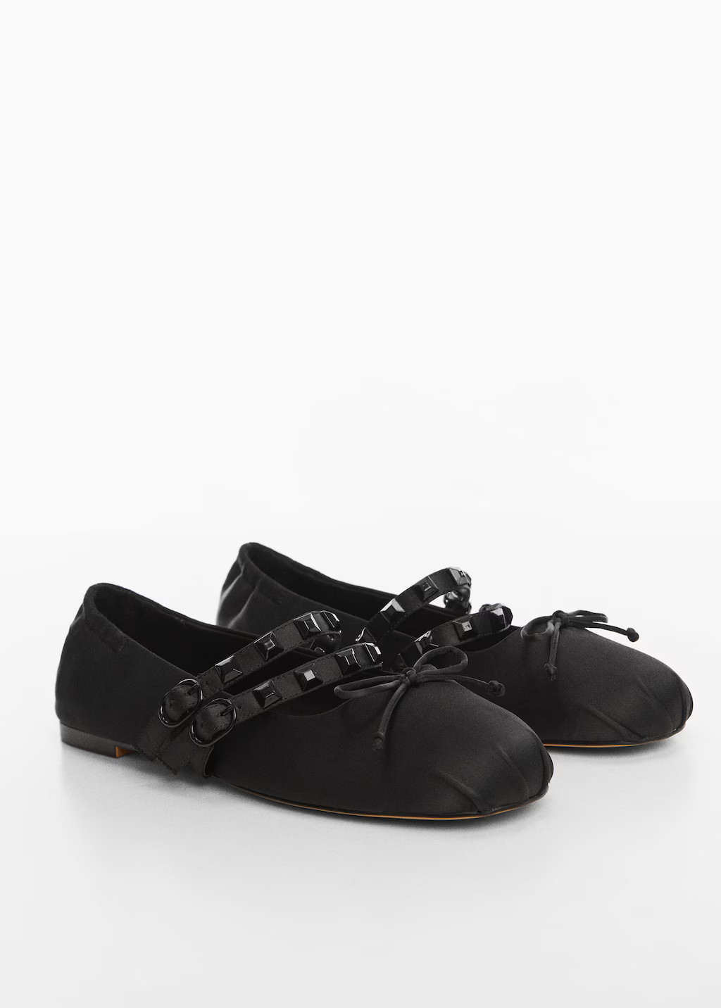 Satin ballerinas with studs -  Women | Mango United Kingdom | MANGO (UK)