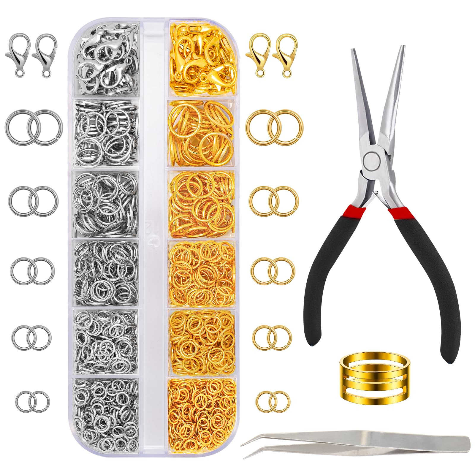JOLCEEY Jump Rings Kit, Silver Gold Open Jump Rings with Jewellery Pliers for Jewellery Making Br... | Amazon (UK)