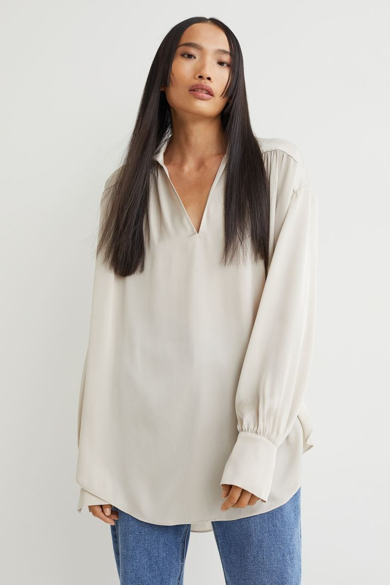 Wide-cut Satin Blouse | H&M (US + CA)