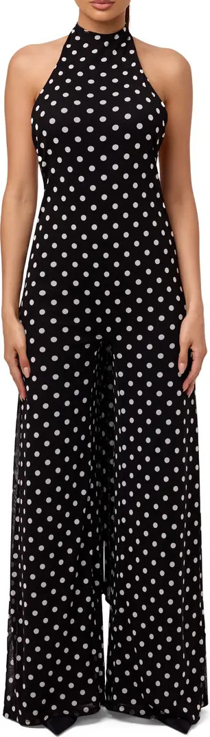 Naked Wardrobe Polka Dot Wide Leg Halter Jumpsuit | Nordstrom | Nordstrom