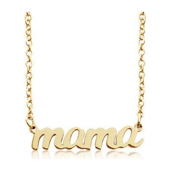 Tiny Tags - (Gold Script Mama Nameplate Necklace, One Size) Maisonette | Maisonette