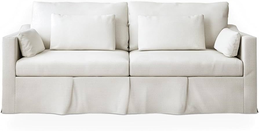 84 inch 3 Seater Couch, 25.59" Extra Deep Seat, Washable Linen Slipcovered Sofa, Slop Arm, Comfy ... | Amazon (US)