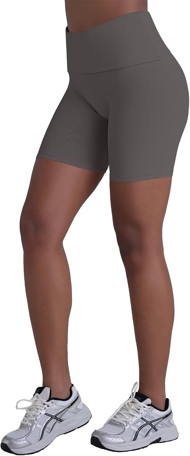 Sunzel Women's No Front Seam High Waisted Fold Over Waist Biker Shorts | Amazon (US)