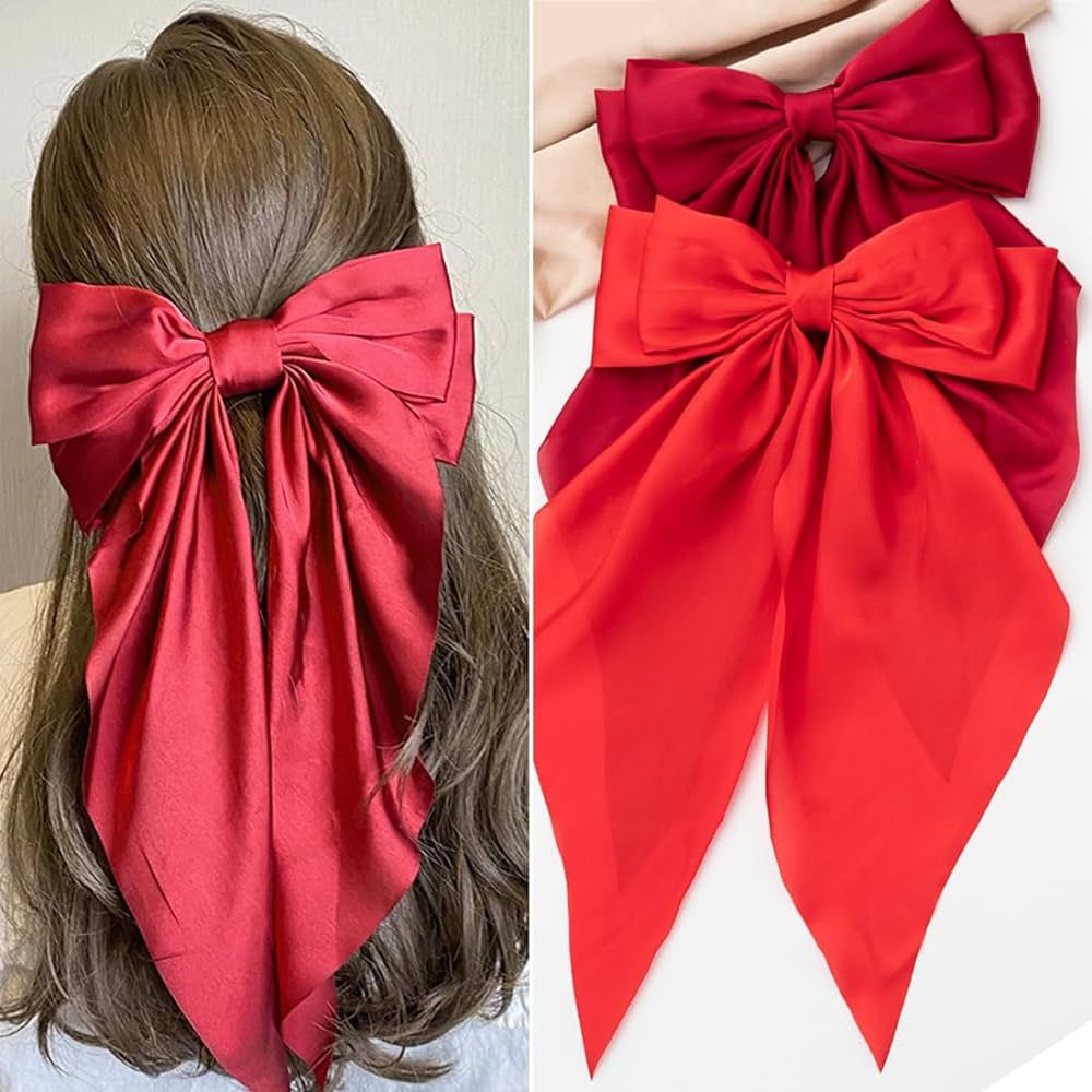 Hair Bows 2 PCS Ribbon Bow for Women,Hair Bows for Women,Hair Ribbons,Oversized Long-tail Cute Ae... | Amazon (US)
