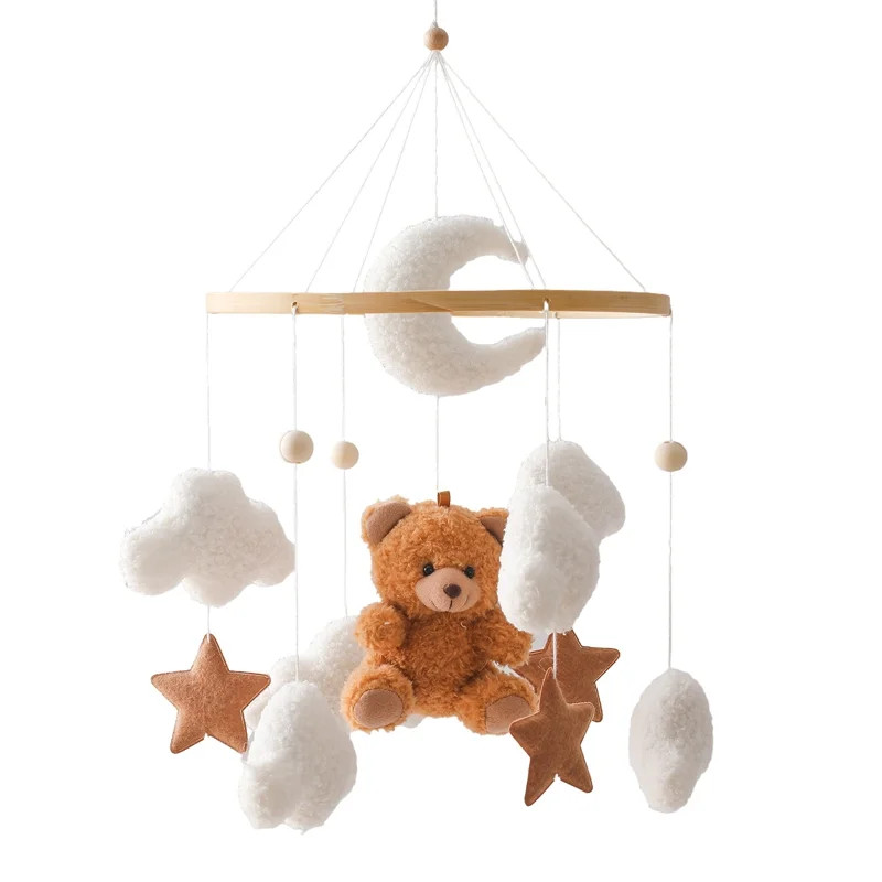 Wooden Crib Mobile Baby Bed Bell Rattle Toy Soft Felt Cartoon Bear Mobile Hanging Newborn Music B... | Walmart (US)