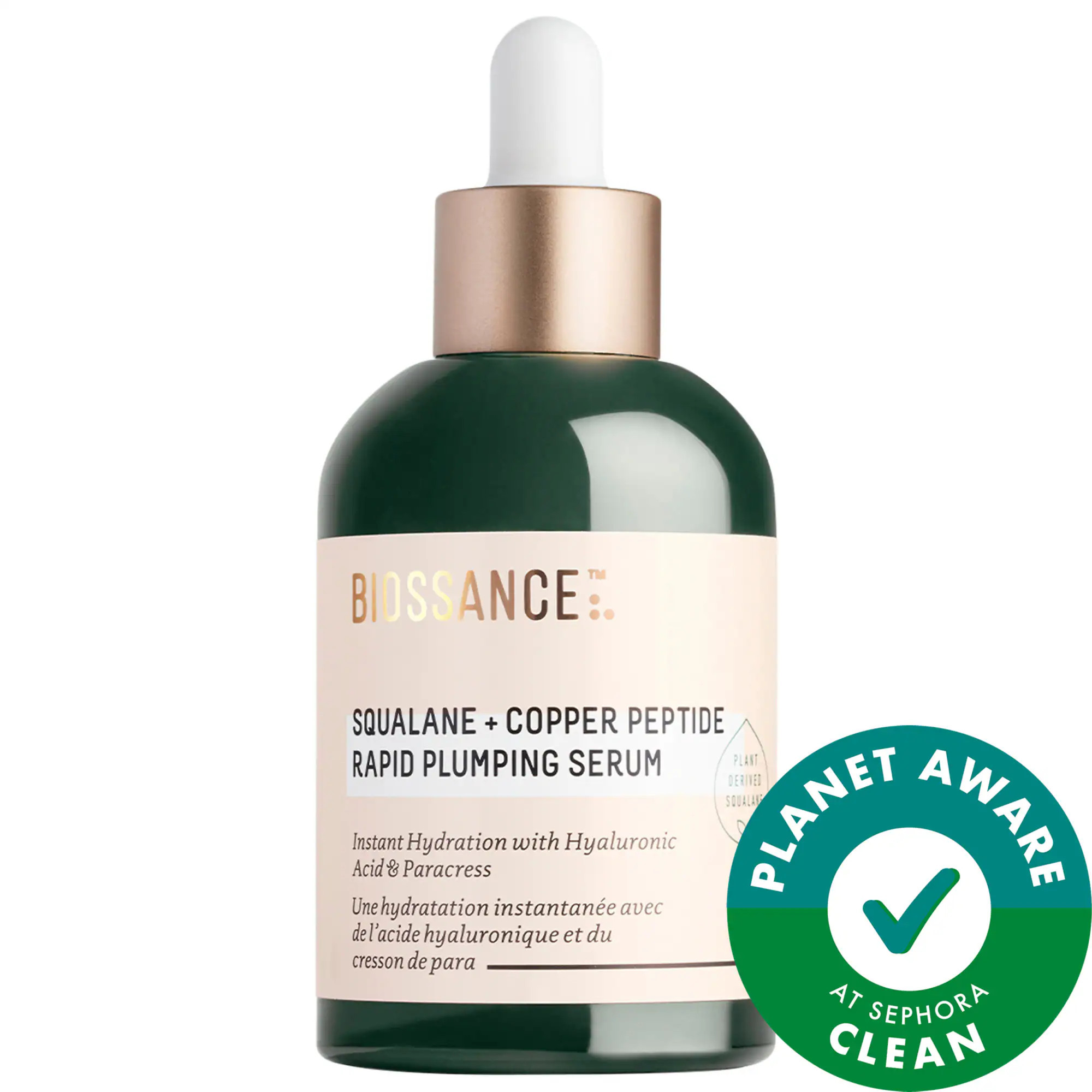 Biossance Copper Peptide Rapid Plumping & Hydrating Serum with Hyaluronic Acid + Squalane 1.69 oz / 50 mL | Sephora (US)
