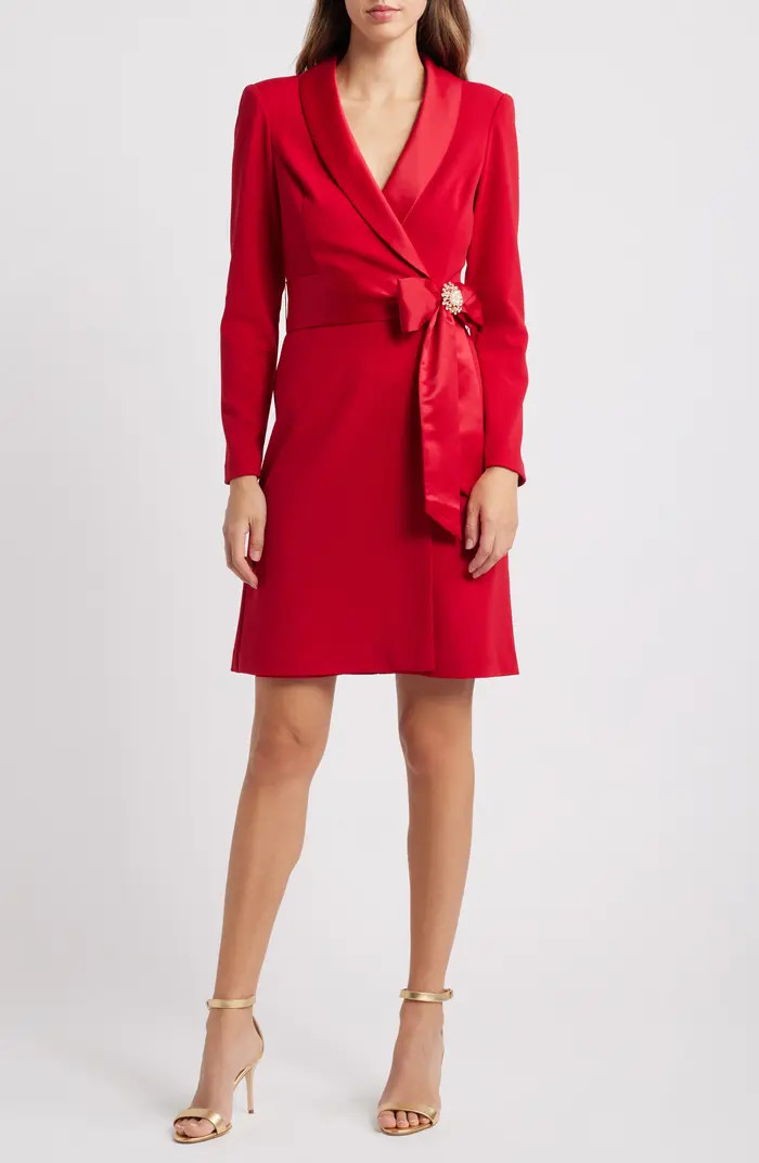 Eliza J Sash Long Sleeve Tuxedo Sheath Dress | Nordstrom | Nordstrom
