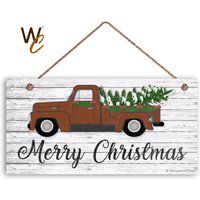 Merry Christmas Sign, Rusty Vintage Truck Sign, Front Door Holiday 5 x 10 Sign, Gift For a Friend, Christmas Sign, Signs by Woodland Crew | Etsy (US)