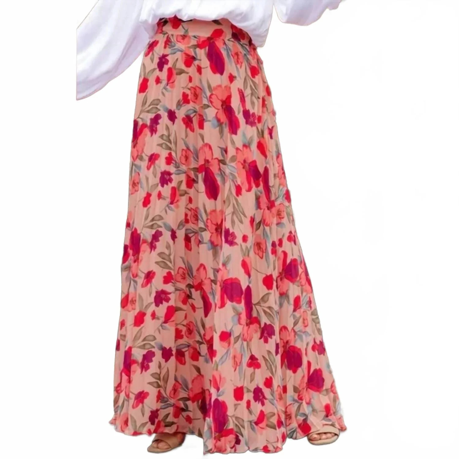 Elegant Floral Print Loose Skirt In Pink | Shop Simon