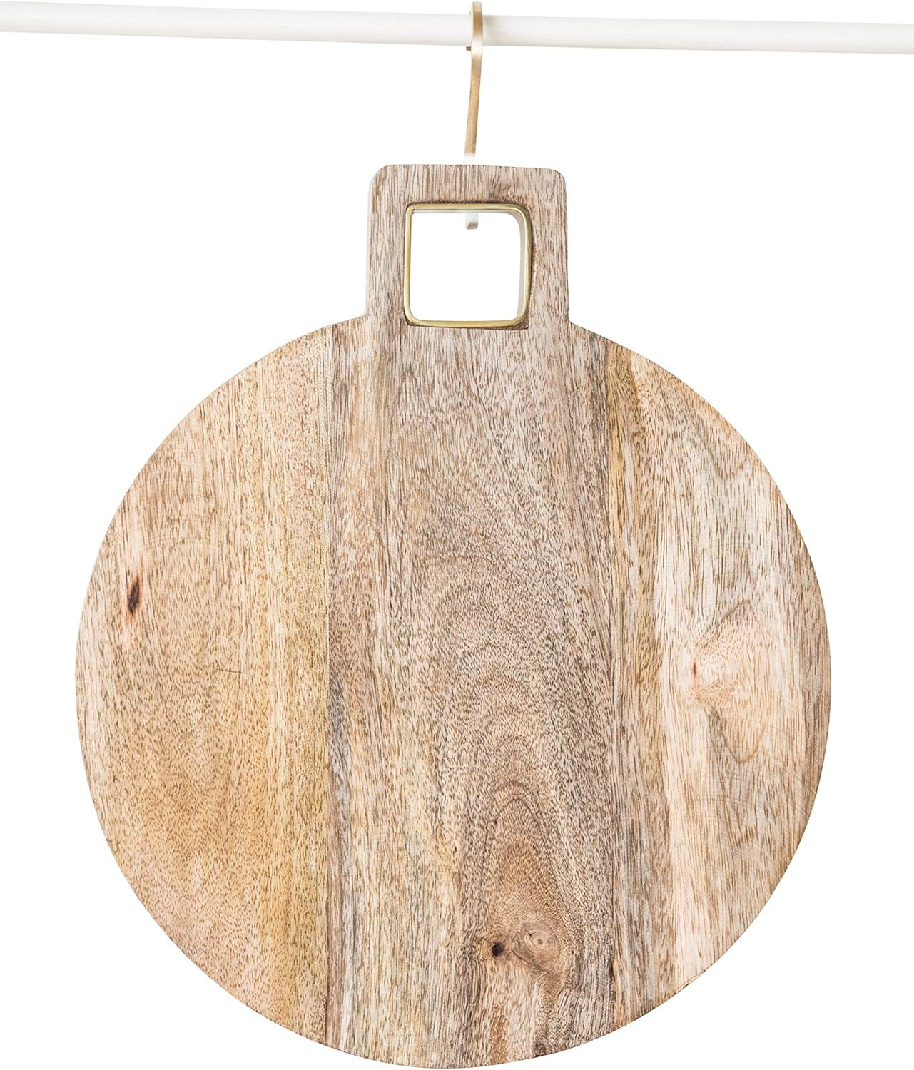 Bloomingville Round Mango Wood Cheese and Cutting Board with Brass Trim Handle, Natural | Amazon (US)