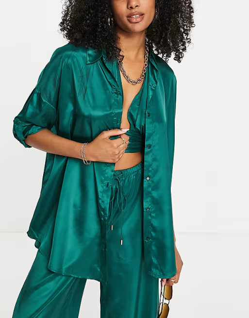 Candypants oversized beach shirt in green | ASOS (Global)
