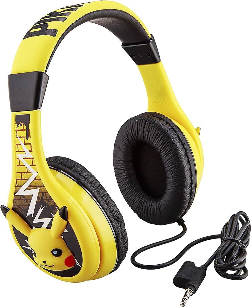 Pokemon Pikachu Wired Kids Headphones, Adjustable, Stereo Sound, 3.5Mm Jack, Tangle-Free, Volume ... | Amazon (US)