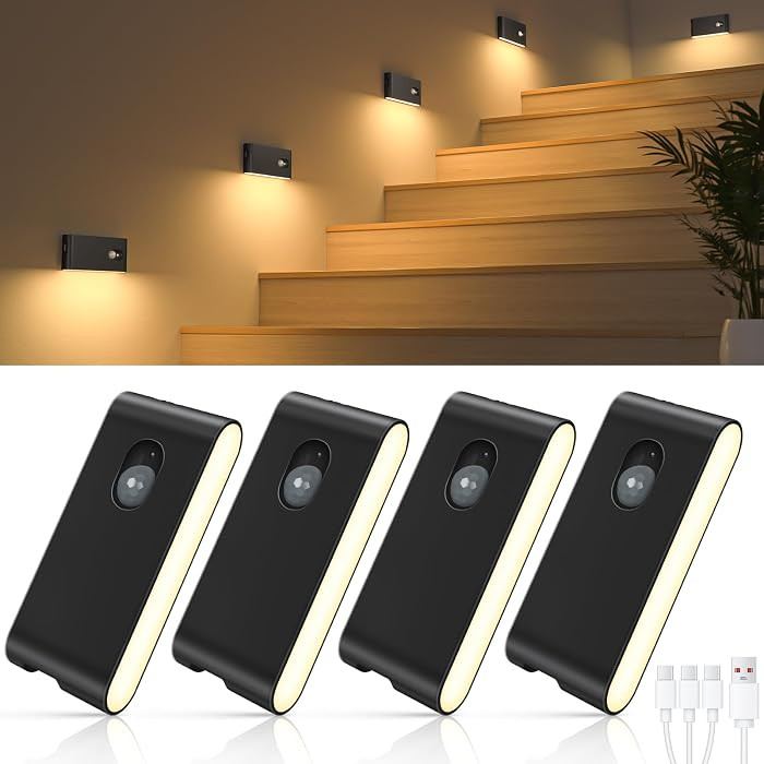 WILLED Motion Sensor Night Lights, Wireless Stair Lights Indoor, Battery Rechargeable Night Light... | Amazon (US)