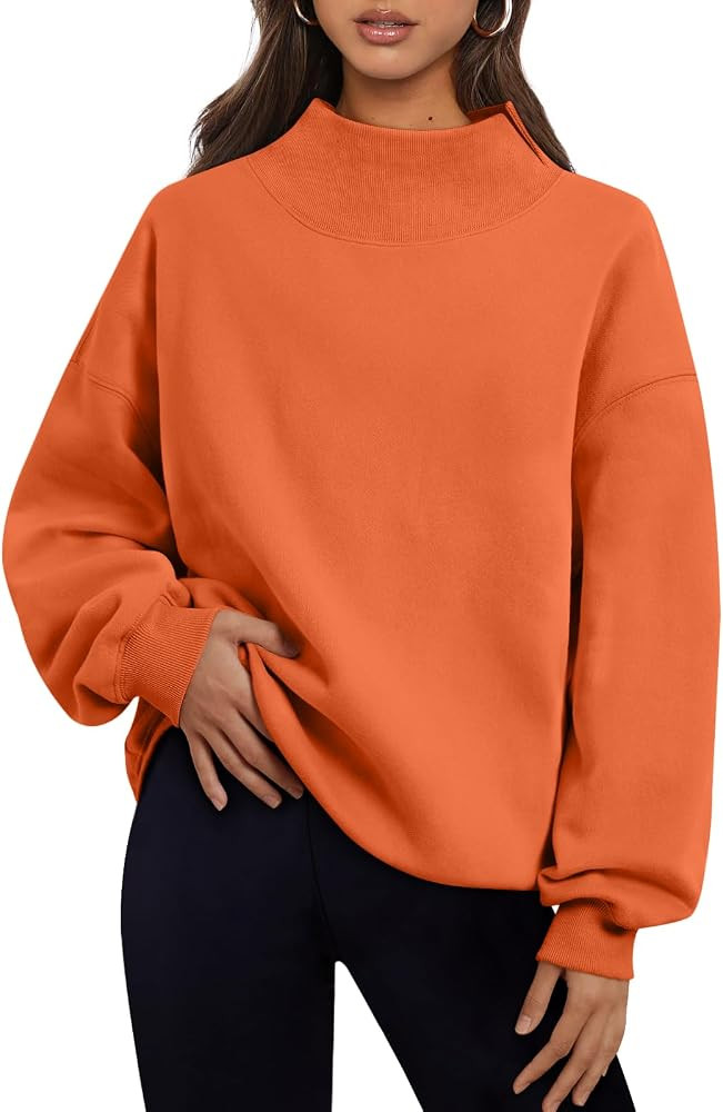 Trendy Queen Womens Mock Neck Sweatshirts Oversized Pullover Fall Outfits | Amazon (US)