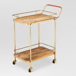 Metal, Wood, and Leather Bar Cart - Gold - Threshold™ | Target