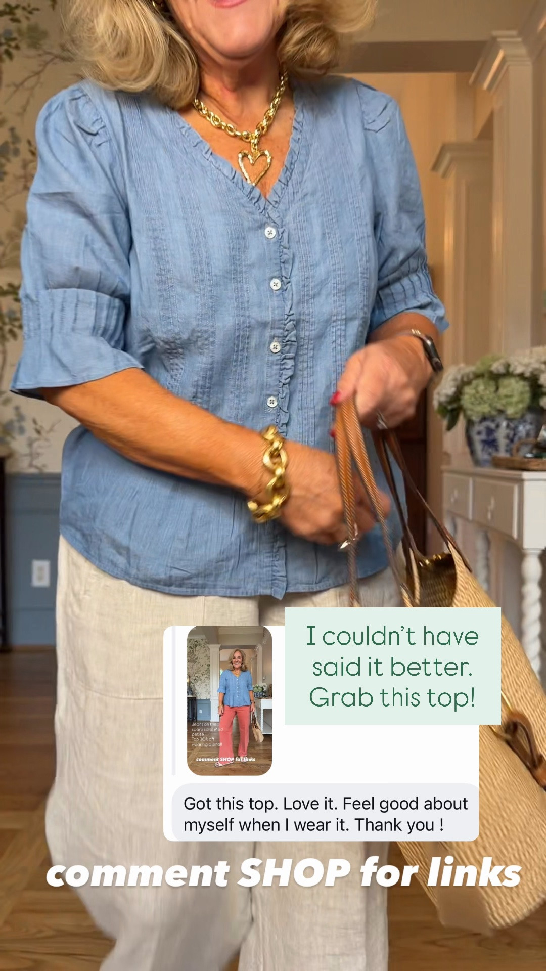 One top, endless possibilities.
Size small in top
Linen pants med petite 

This lightweight blouse is one of those rare pieces that can be styled tucked, untucked, dressed up, or worn casually. 

#LTKootd #LTKSeasonal #LTKSaleAlert