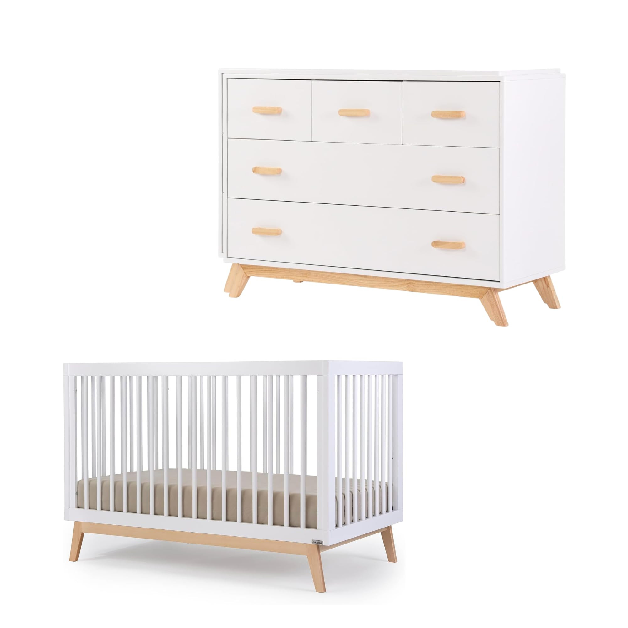 dadada Soho 3-in-1 Convertible Crib & 5-Drawer Dresser Set – Solid Wood, GREENGUARD Gold Certif... | Amazon (US)