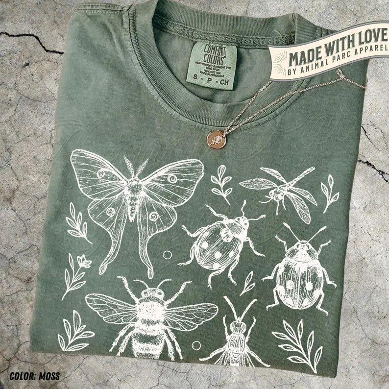 Insect Shirt Entomology Bug Tee, Moth Butterfly Beetle Bee Graphic T-shirt, Nature Lover Gift, Co... | Etsy (Global)